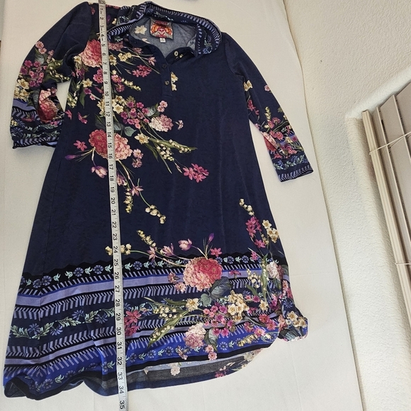 Johnny Was Willowa Polo Tunic Dress Size M Floral Boho Button Front Bamboo Blend - Picture 11 of 11